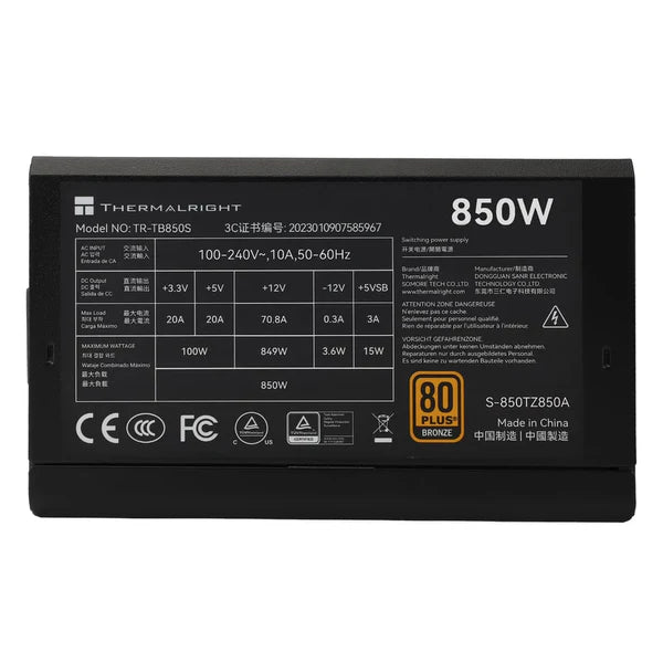 THERMALRIGHT 850W 80+ BRONZE NON MODULAR PSU