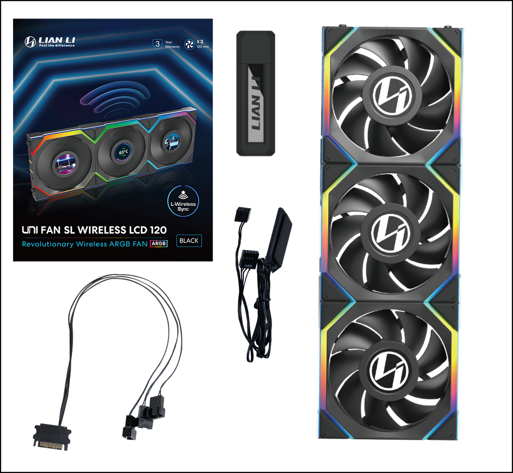 UNIFAN SL WIRELES LCD 120 BLACK (3 FANS)