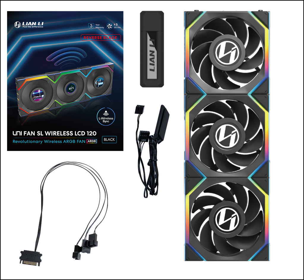 UNIFAN SL WIRELESS REVERSE 120 BLACK (3 FANS)